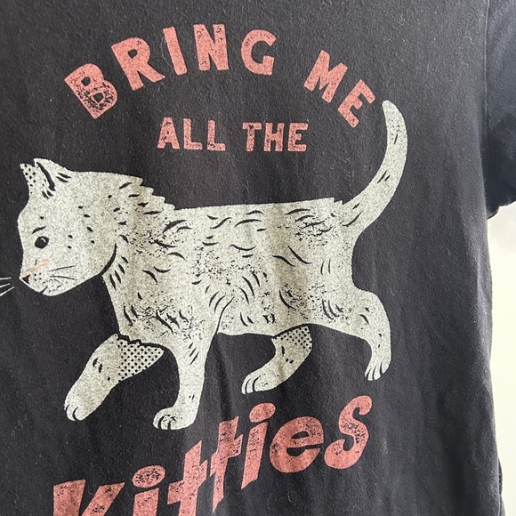 Kids size large Bring Me All the Kitties graphic tee. Black short sleeved. - Picture 2 of 8